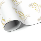 "Happy 50th Wedding!" Cadeaupapier (Rol Hoek)