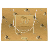 "Happy 50th Wedding Jubileum" 3D Rozen Golden Groot Cadeauzakje (Voorkant)