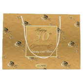 "Happy 50th Wedding Jubileum" 3D Rozen Golden Groot Cadeauzakje (Achterkant)