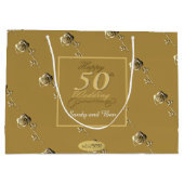 "Happy 50th Wedding Jubileum" 3D Rozen op Ochre Groot Cadeauzakje (Achterkant)