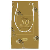 Happy 50th Wedding Jubileum 3D-Rozen op Ochre Klein Cadeauzakje (Voorkant)