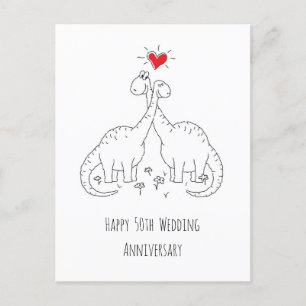 Happy 50th Wedding Jubileum Couple Dinosaurs Briefkaart