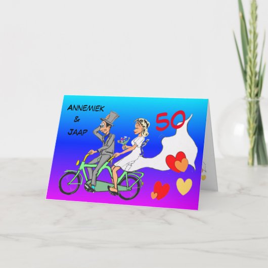 Happy 50th Wedding Jubileum Cust. Wenskaart Kaart (Voorkant)