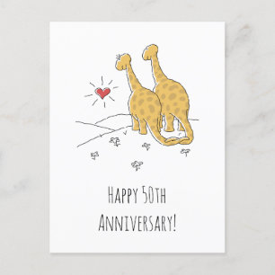 Happy 50th Wedding Jubileum Cute Dinosaurs Kaart