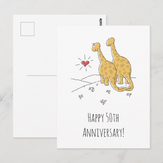 Happy 50th Wedding Jubileum Cute Dinosaurs Kaart (Voorkant / Achterkant)