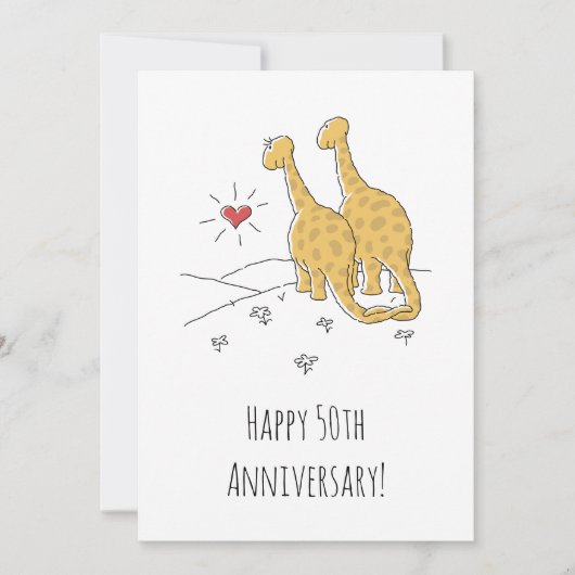 Happy 50th Wedding Jubileum Cute Dinosaurs Kaart (Voorkant)