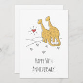 Happy 50th Wedding Jubileum Cute Dinosaurs Kaart (Voorkant / Achterkant)