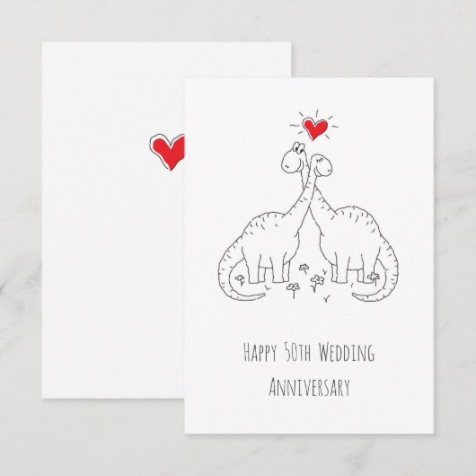 Happy 50th Wedding Jubileum Dinosaurs Kaart (Voorkant / Achterkant)