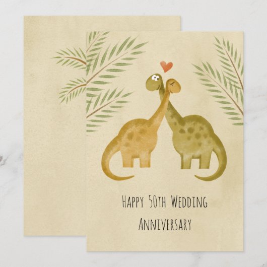 Happy 50th Wedding Jubileum Dinosaurs Kaart (Voorkant / Achterkant)
