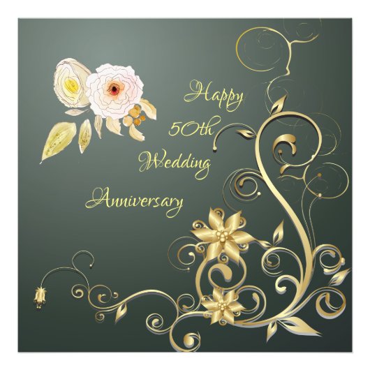 Happy 50th Wedding Jubileum Foto Uitbreiding Foto Afdruk (Voorkant)