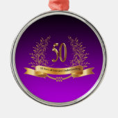 Happy 50th Wedding Jubileum Gifts Metalen Ornament (Voorkant)