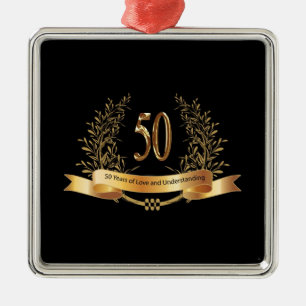 Happy 50th Wedding Jubileum Gifts Metalen Ornament