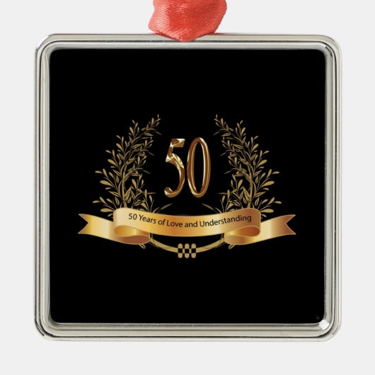Happy 50th Wedding Jubileum Gifts Metalen Ornament (Voorkant)