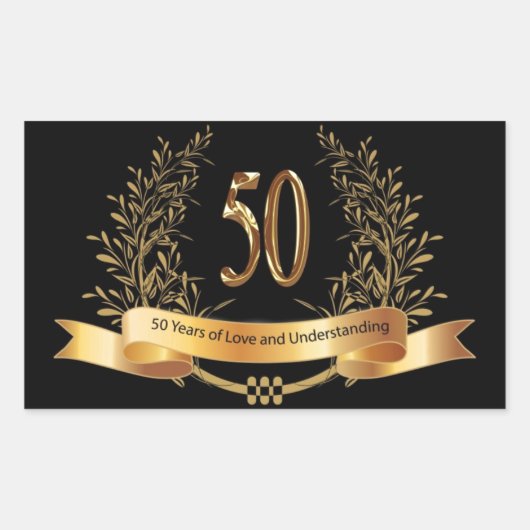 Happy 50th Wedding Jubileum Gifts Rechthoekige Sticker (Voorkant)