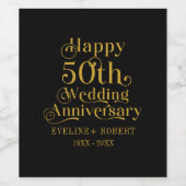 Happy 50th Wedding Jubileum Gold Typografie Wijn Etiket (Enkel label)