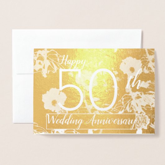 "Happy 50th Wedding Jubileum" Goudfolie Kaart (Voorkant met envelop)