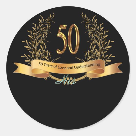 Happy 50th Wedding Jubileum Greeting Carts Ronde Sticker (Voorkant)
