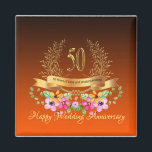Happy 50th Wedding Jubileum Magnet<br><div class="desc">Happy 50th Wedding Jubileum Magnet mooi,  hoogwaardige kunst.,  gemaakt met liefde Uniek rechtstreeks geproduceerd uit mijn originele gemengde media en digitale kunstwerken design. ©2020 ~hgmdigitalarts ~ Alle rechten voorbehouden,  bedankt voor het winkelen en geniet van</div>