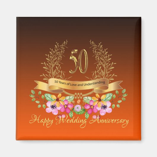 Happy 50th Wedding Jubileum Magnet (Voorkant)