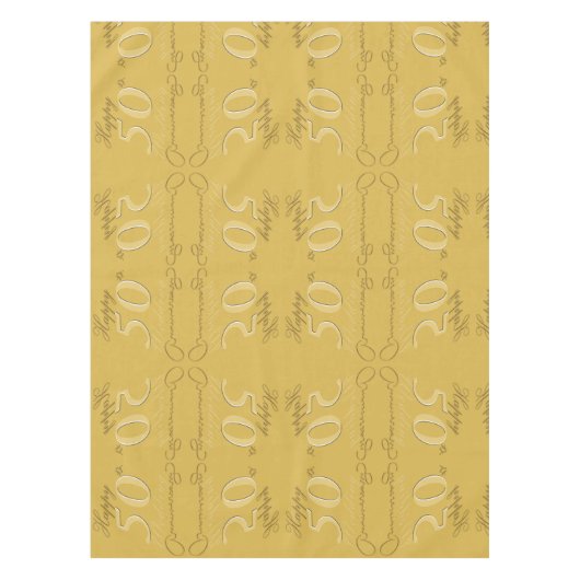 "Happy 50th Wedding Jubileum" Ochre&Golden Font Tafelkleed (Voorkant)