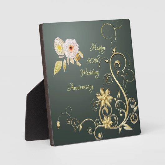 Happy 50th Wedding Jubileum Plaque met Easel Fotoplaat (Voorkant)
