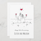 Happy 50th Wedding Jubileum Red Heart Paar (Voorkant / Achterkant)