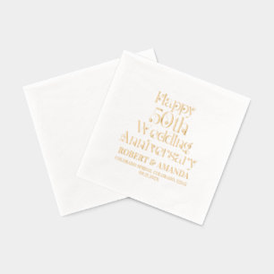 Happy 50th Wedding Jubileum Retro Typografie Folie Servetten