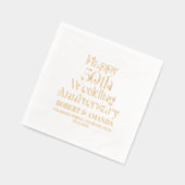 Happy 50th Wedding Jubileum Retro Typografie Folie Servetten (Links)