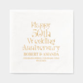 Happy 50th Wedding Jubileum Retro Typografie Folie Servetten (Voorkant)