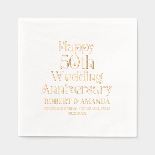 Happy 50th Wedding Jubileum Retro Typografie Folie Servetten (Voorkant)