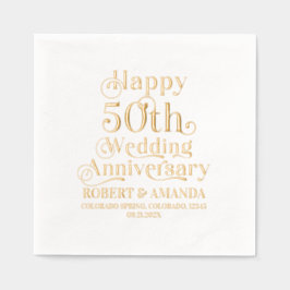 Happy 50th Wedding Jubileum Retro Typografie Folie Servetten