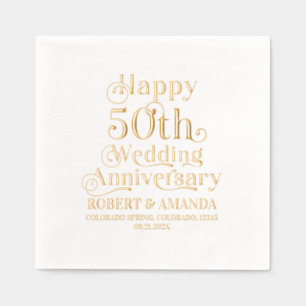 Happy 50th Wedding Jubileum Retro Typografie Folie Servetten