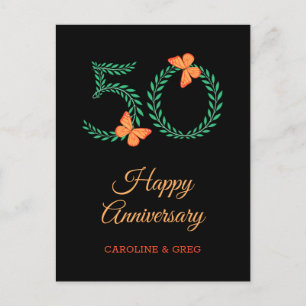 Happy 50th Wedding Jubileum Vlinder Briefkaart