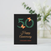 Happy 50th Wedding Jubileum Vlinder Briefkaart (Staand voorkant)