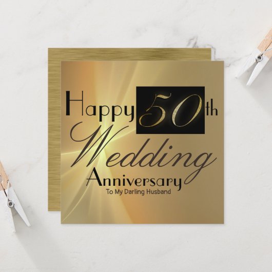 Happy 50th Wedding Jubileum voor mijn Kaart van de (Voorkant / Achterkant in situ)