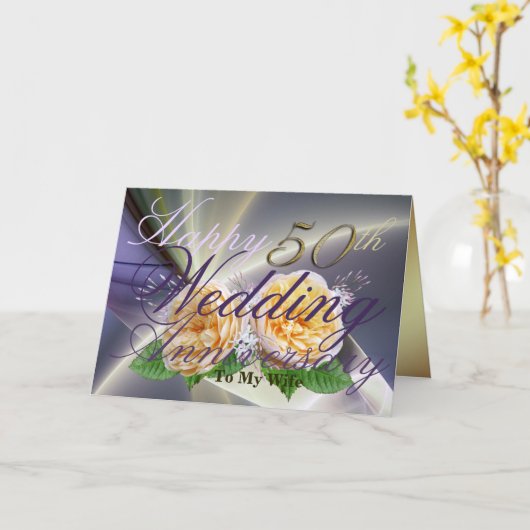 Happy 50th Wedding Jubileum voor Mijn vrouw Kaart (Gele Bloem)