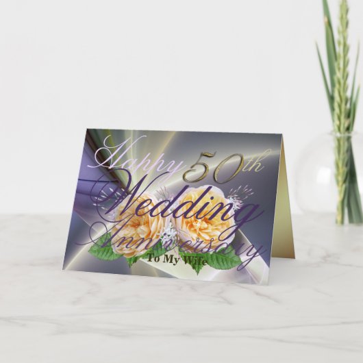 Happy 50th Wedding Jubileum voor Mijn vrouw Kaart (Voorkant)