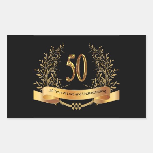 Happy 50th Wedding Jubileum Wenskaarten Rechthoekige Sticker (Voorkant)