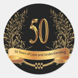 Happy 50th Wedding Jubileum Wenskaarten Ronde Sticker