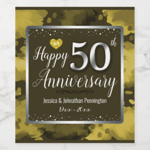 Happy 50th Wedding Jubileum Wijn Etiket