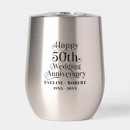 Happy 50th Wedding Jubileum Zwart Typografie (Voorkant)