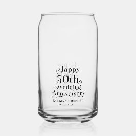 Happy 50th Wedding Jubileum Zwart Typografie Blikvorm Glas