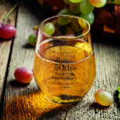 Happy 50th Wedding Jubileum Zwart Typografie Wijnglas Zonder Voet