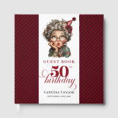 Happy 50th whimsical lady party sign in guest book gastenboek (Voorkant)