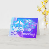 Happy 50th White Doves Jubileum Kaart (Gele Bloem)