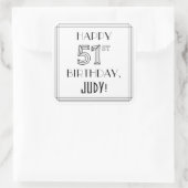 HAPPY 51ST BIRTHDAY, Art Deco Style, aangepaste na Vierkante Sticker (Tas)