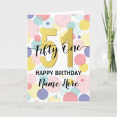 Happy 51st Birthday Pastel Rainbow en Gold Girl Kaart (Voorkant)