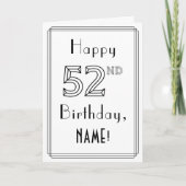 Happy 52e verjaardag, Art Deco Style met aangepast Kaart (Voorkant)