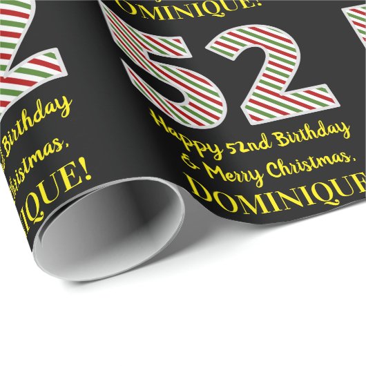 Happy 52e verjaardag & prettige kerst, aangepaste  cadeaupapier (Rol Hoek)