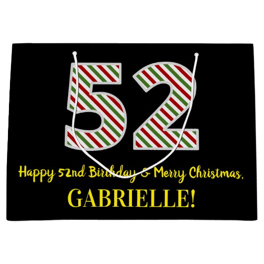 Happy 52e verjaardag & prettige kerst, aangepaste  groot cadeauzakje (Voorkant)